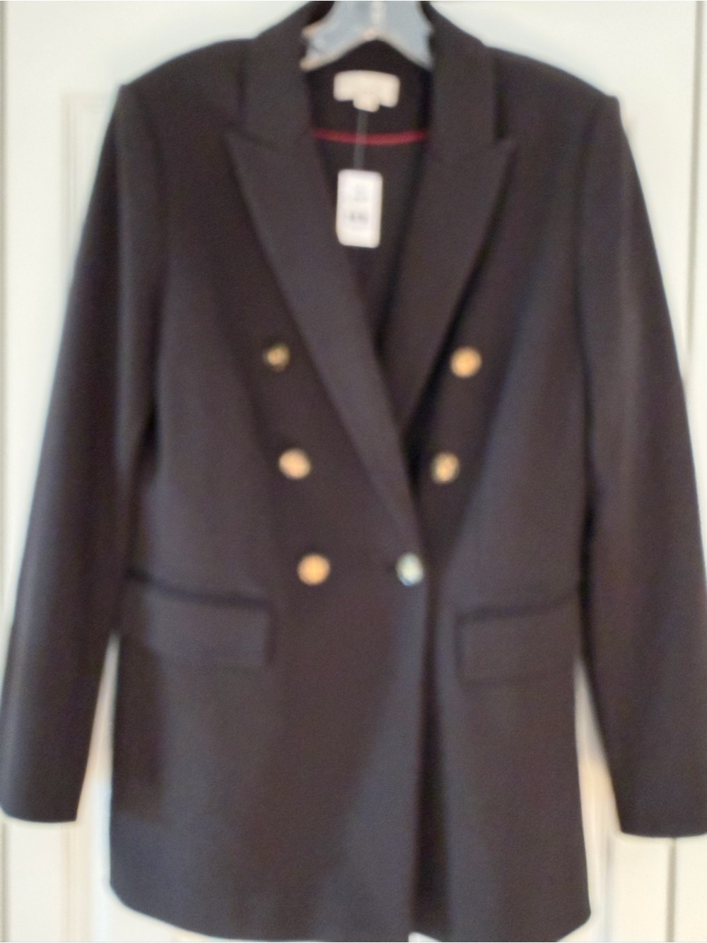 LOFT Black Double-Breasted Blazer with Gold-Tone Buttons